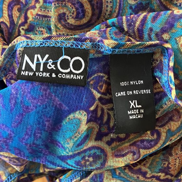 Womens Y2k Sheer Blouse in L/XL Paisley print club kid - Picture 6 of 7